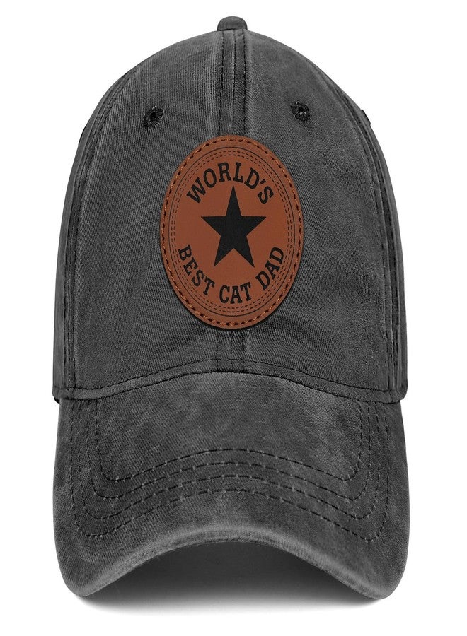 Supload Cat Dad Gifts Worlds Best Cat Dad Ever Hat Christmas Birthday for Men Trucker Hats Baseball Cap Cool Black - Image 1